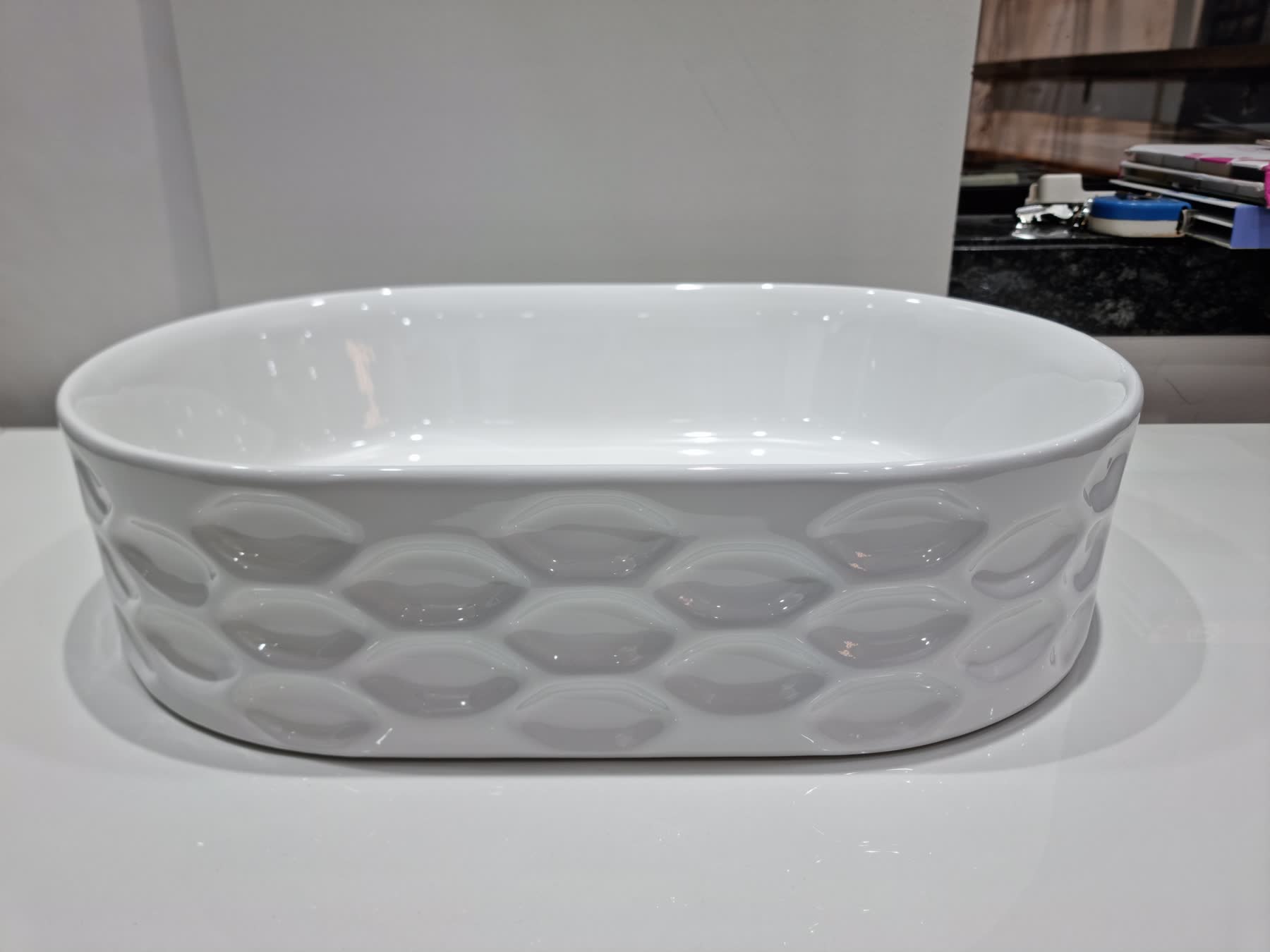 Contemporary white ceramic sink detail