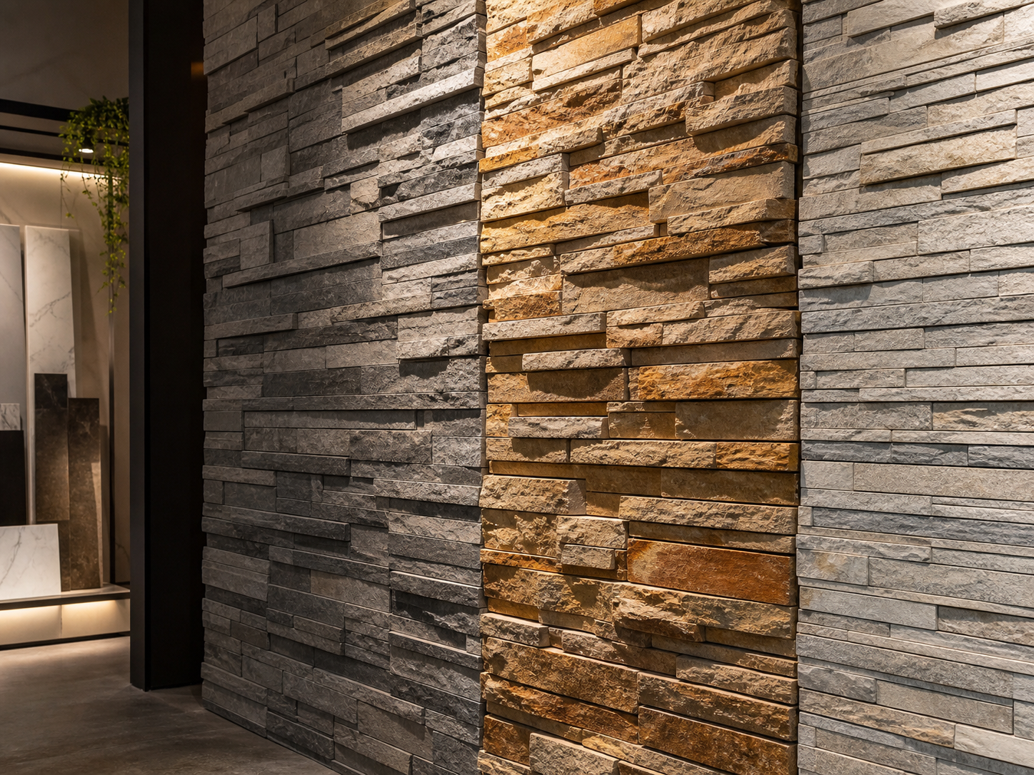 Cluster stone feature wall